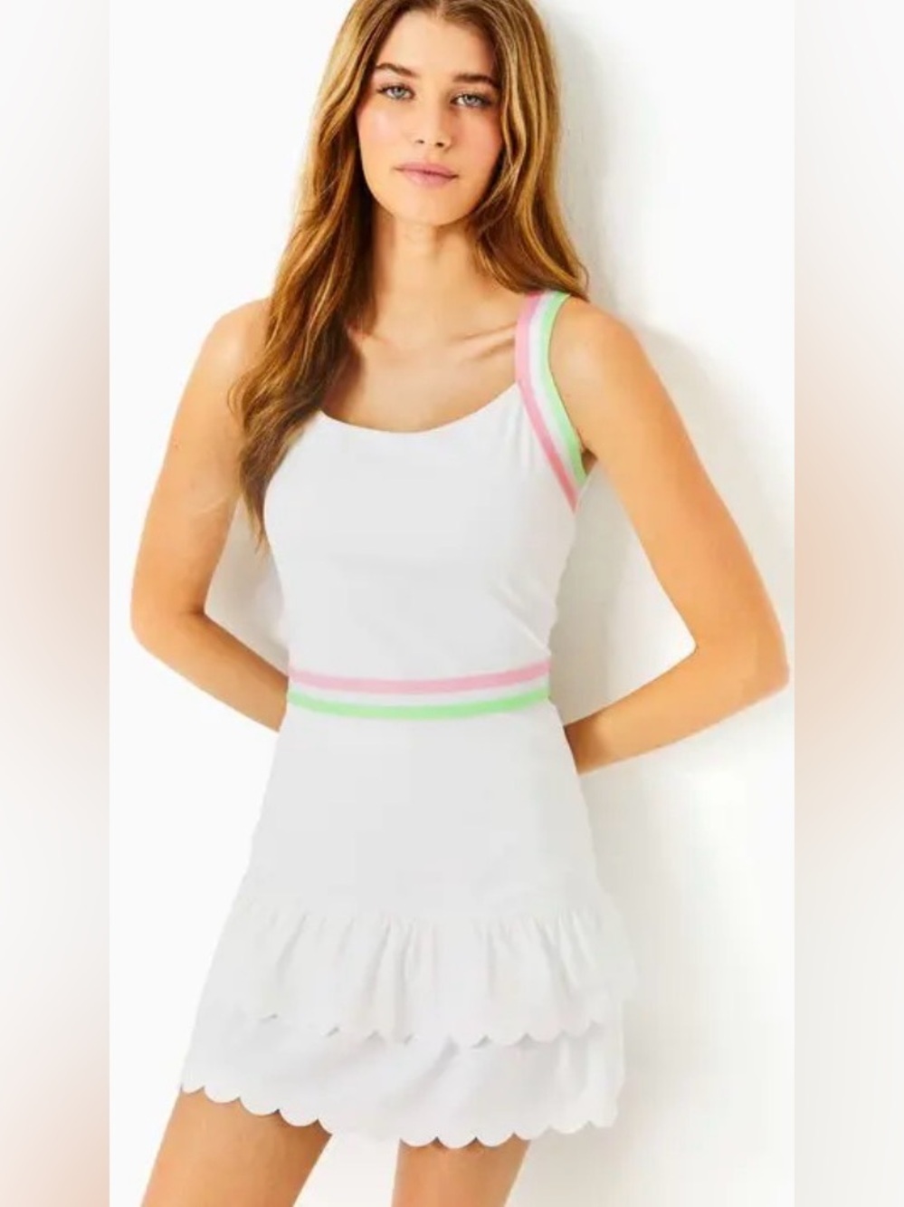 Lilly Pulitzer Luxletic Lollo Active Dress UPF 50+ Resort White Large NWT